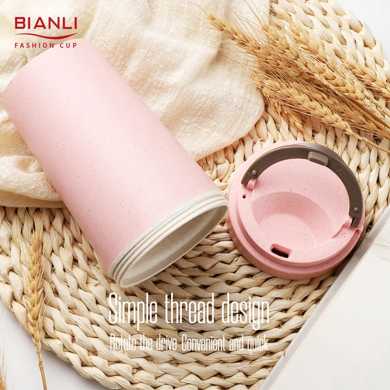 Sublimation Custom Wheat Straw Material Reusable Double Walled Nordic Christmas Mug Coffee Cup High Quality 380ml Black Mugs