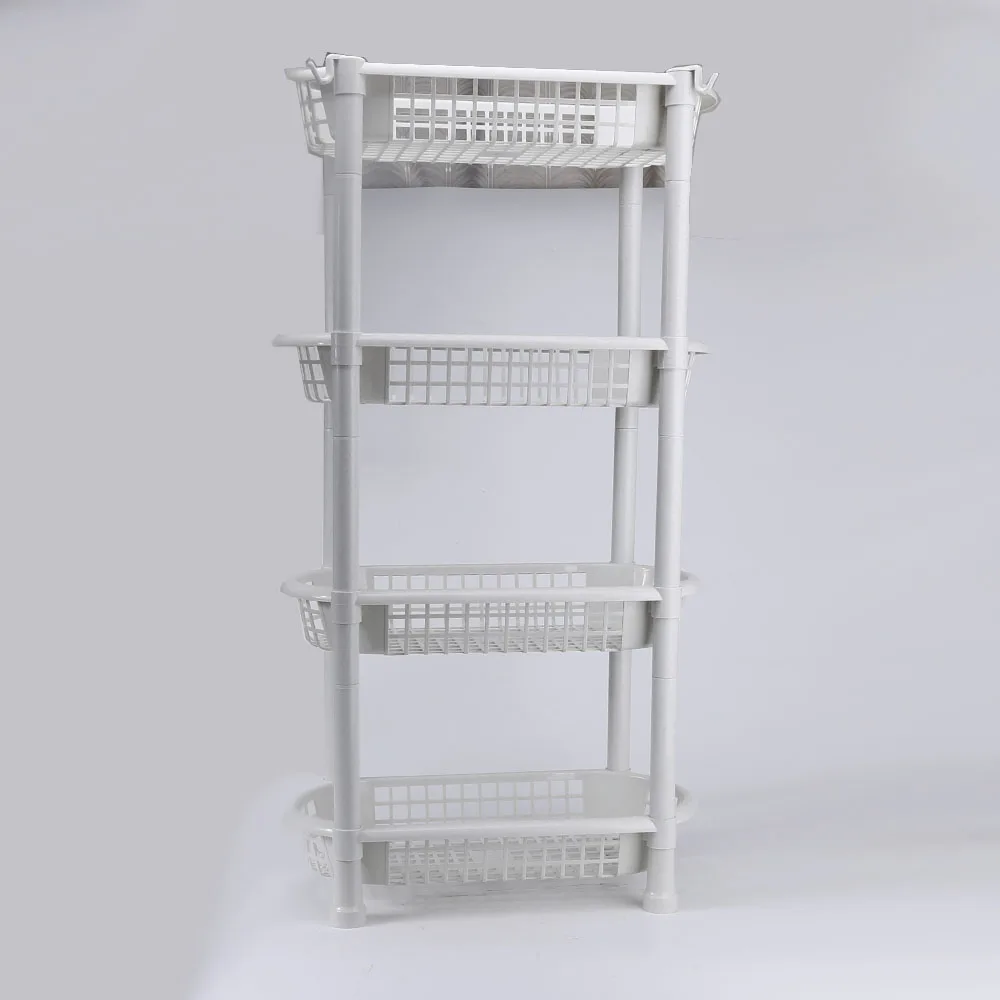 Kitchen Organizer Storage Rack 4-Layer Oval Shape Plastic Bathroom Shelves 4 Tier Folding Plastic Shelving Unit