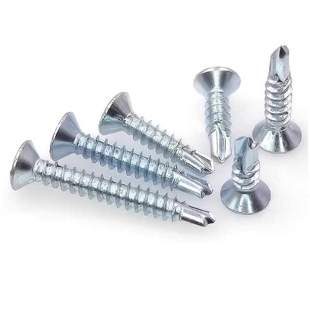 China Made New High Quality Blue white zinc Self Drilling Screw CSK Head Head Self Drilling Screw M4.2