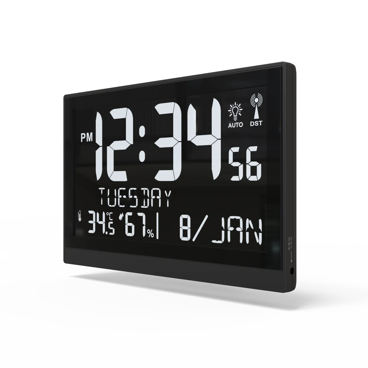 Digital LED Wall Clock Temperature & Humidity Readings ABS Logo CE LCD Display Modern Customized Square with Indoor Big Size