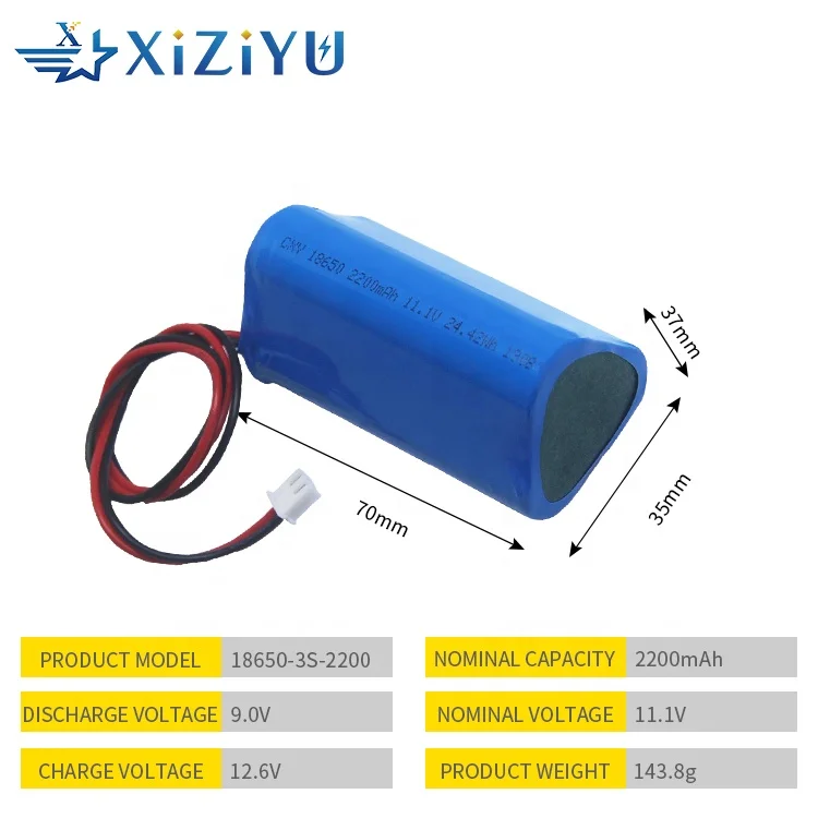 Prismatic rechargeable 18650-3S 11.1V 2200mAh lithium battery pack for laptop etc