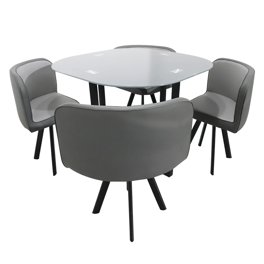Недорогие круглые металлические ножки для экономии пространства комбинированный обеденный стол с 4 стульями