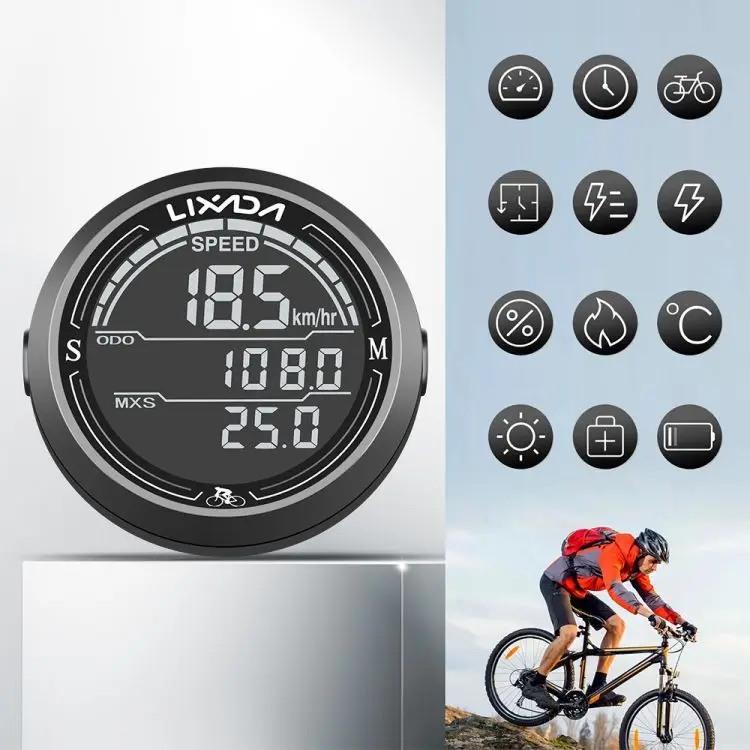 Wired Bike Speedometer Waterproof Round Shaped Bike Computer Backlight Screen Cycle Odometer