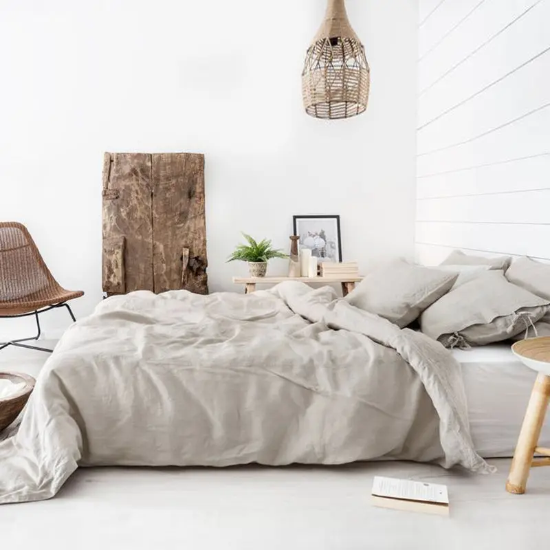 Factory Direct Sales Japanese-Style Linen Four-Piece Cotton Plaid Quilt Cover Cotton And Linen Bed Linen