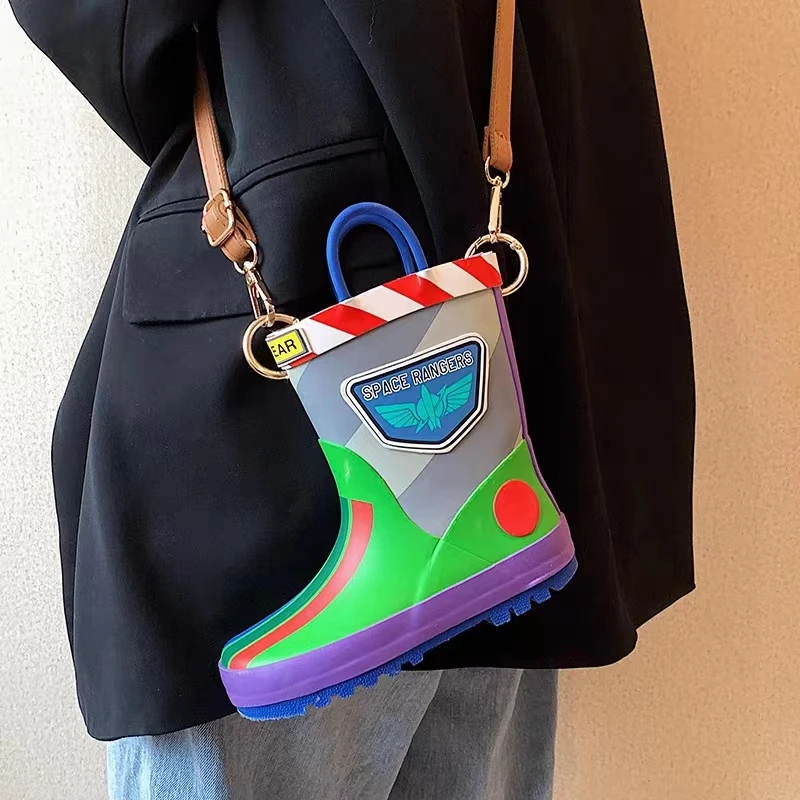 ALL PASS New Personalized design bag 2023 new trendy fashionable children rain shoes phone bag shoes crossbody bag