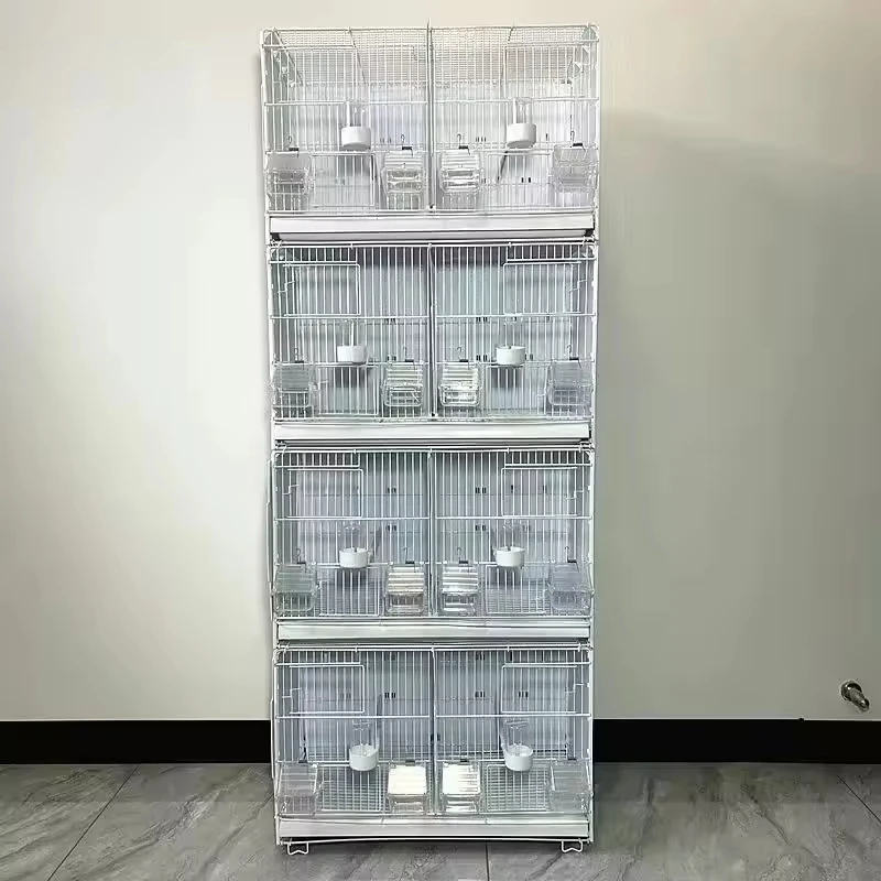 Wholesale Stackable and Collapsible White Wire Canary Breeding Cages Luxury Love Bird Cage Carton Package DOT Sustainable