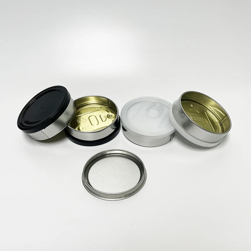 100ml self seal tin can ring pull hand press seal metal tuna pressitin can 3.5g smell proof container Customized stickers