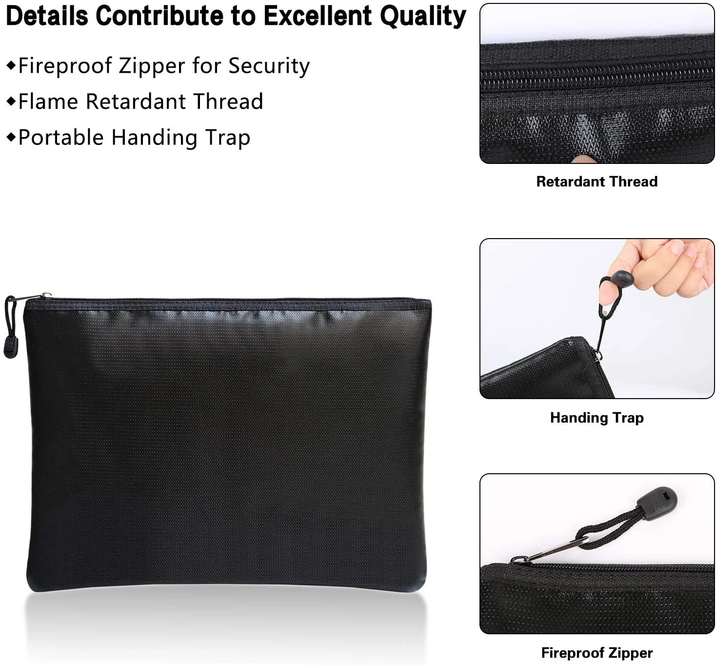 Wholesale Custom Waterproof and Fireproof Money Bag,Fireproof Safe Storage Pouch Fireproof Document Bags 2 Packs with Zipper