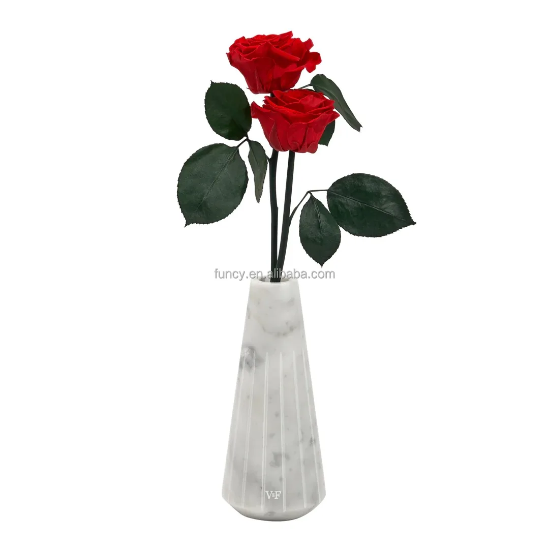 Valentines Day Gift MARBLE VASE Eternal Forever Long Stem Eternity Rose Preserved Flower