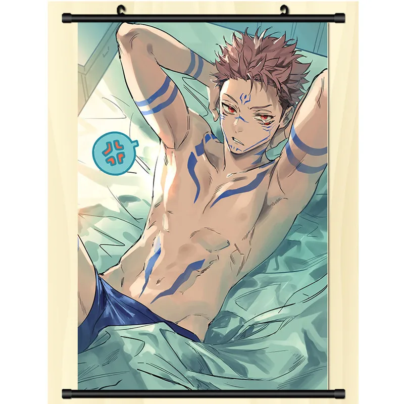 Cartoon Jujutsu Kaisen Anime Scroll Canvas Wall Hanging Painting Home Decor Itadori Yuji Anime Poster Wall Art Room Decor Gift