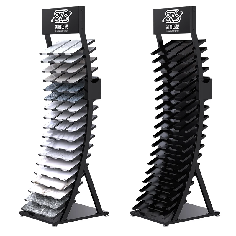 metal floor  Tiles Display Stand Rack Showroom Quartz Stone Tower Display with 15 shelves for 150*300 or 250*300 tile or stone
