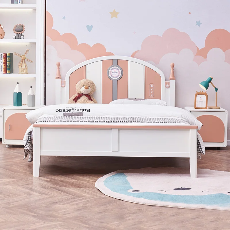 Durable Wooden Princess Pink Kids Single Bed Princess Bed Kids Bedroom Furniture