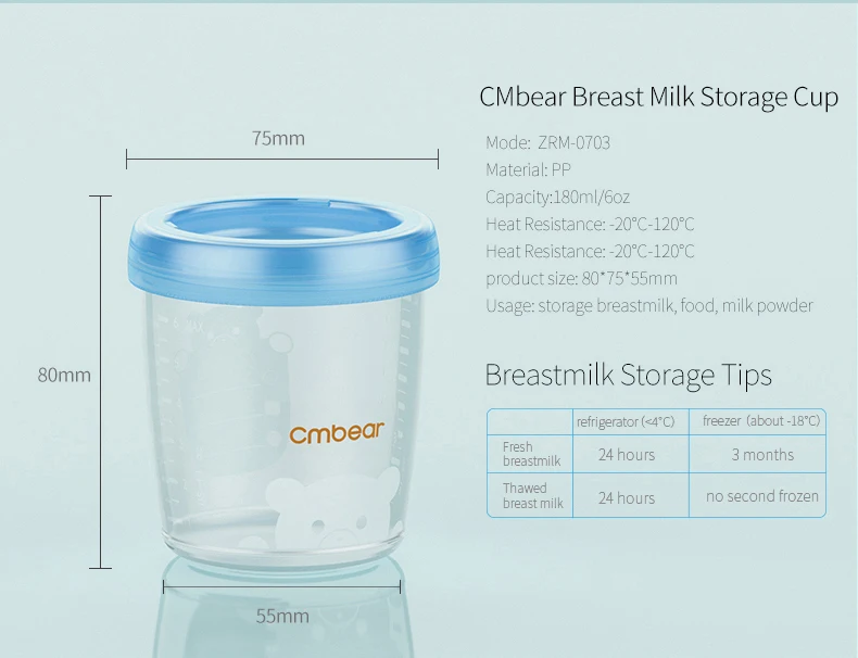 Cmbear Manufacturer Breast  milk storage cups food Storage container  2 pcs