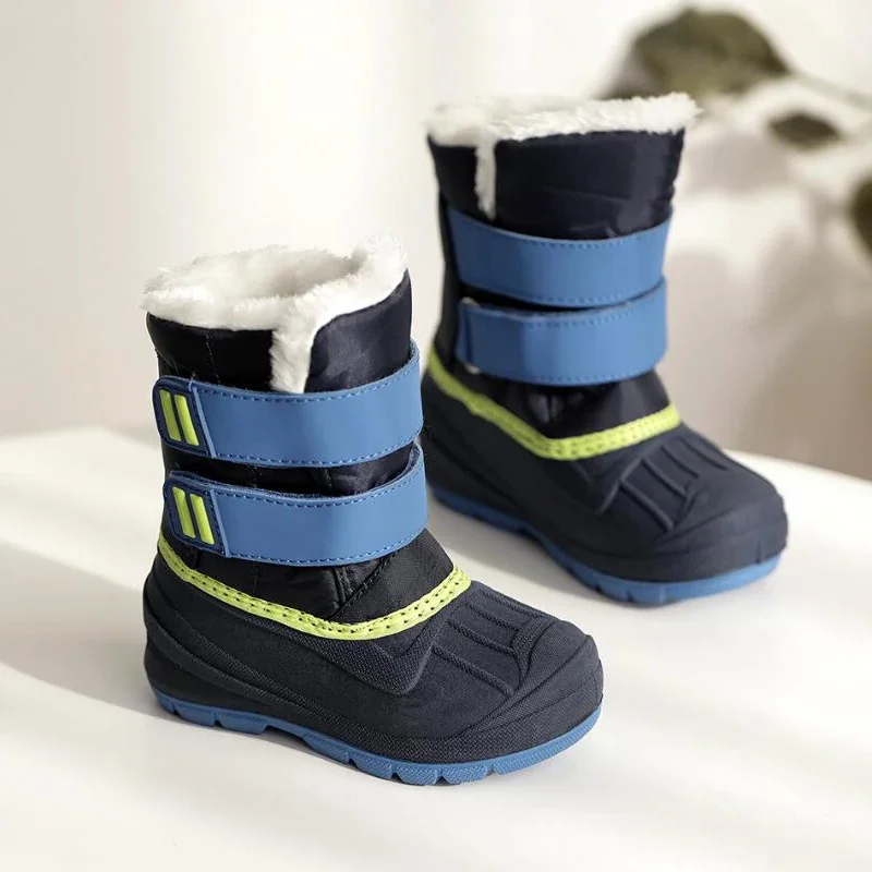 Winter Kids Warm Thick Fur Snow Boots Girls Cute Unicorn Ski Boots Boys Waterproof Anti-slip Boots