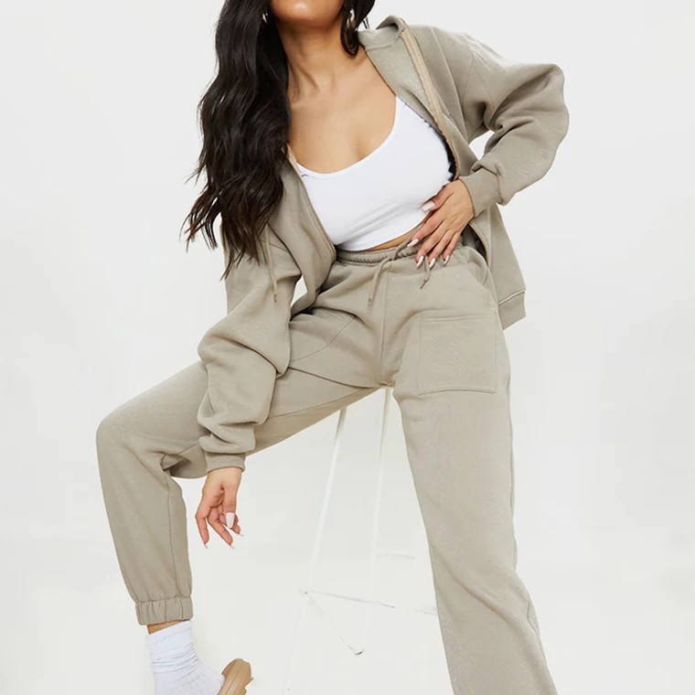 Custom New Style Extreme Oversized Full Zip Hoodies Matching with Jogger Set