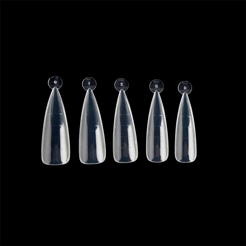 120pcs/set Sharp Stiletto French Nail Dual Forms with Lines,Reusable Acrylic Nail kit 12 sizes