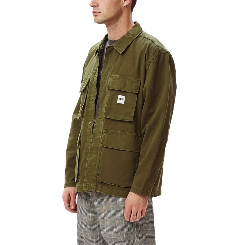 Newest Fashion Spring/Winter Custom Jacket Green Cargo Jackets 100% Cotton Work Jacket Men