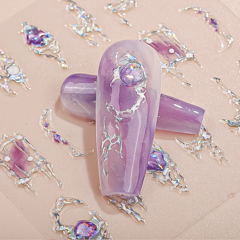 5D nail art luxury Finger decoration Drip glue relief emboss diamond gemstone jewels sticker decals