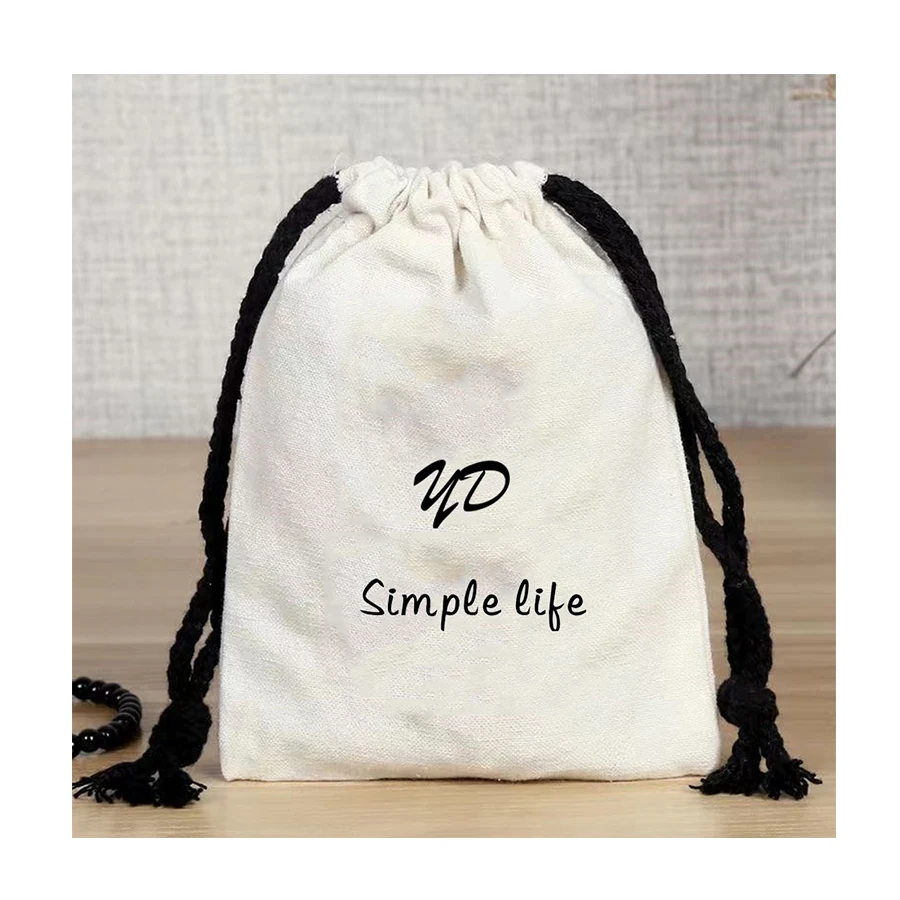plain insulated rope handle wine tote bag small cotton blank Canvas Drawstring Bag With Logo Printed