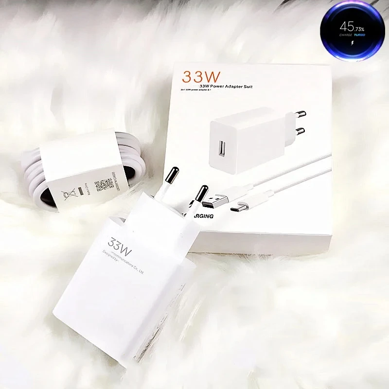 EU Plug Quick Power Chargers with Type C 6A Data Cable for Xiaomi 33W Fast Charging 67W Adapters USB Mobile Phone 120W Charger