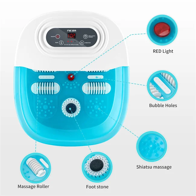 Trends Foldable Handle Air Bubble Ionic Detox Foot Spa Bath Massager 500W LED Control Panel Online Technical Support 17~28CM