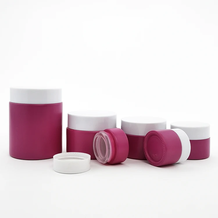 Cosmetic packaging container 5 10 15 20 30 50 100 gram pink green blue lip scrub body butter glass cream jar with plastic lid