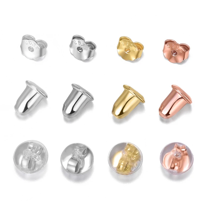 Застежка для сережек-гвоздиков из серебра S925 пробы с сердечками и бабочками, застежка для сережек-гвоздиков, фурнитура для изготовления ювелирных изделий «сделай сам»