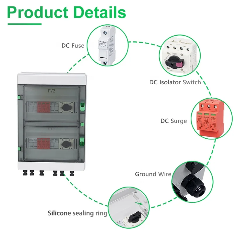 CNLonQcom 4-2 1000V 32A 4 In 2 Out Solar Plastic IP65 Waterproof Box | Durable ABS Material 4 Strings Combiner Box