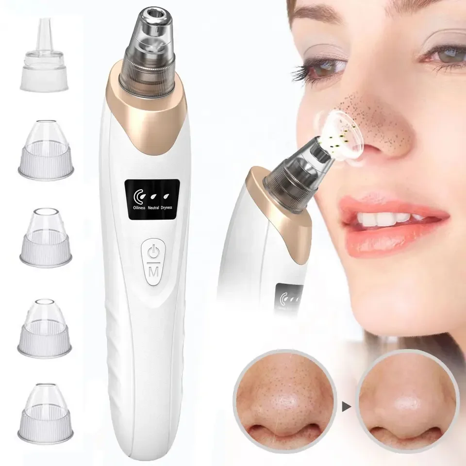 Wholesale beauty machine mini vacuum suction blackhead remover lcd display 5 replacement probs blackhead removal tool
