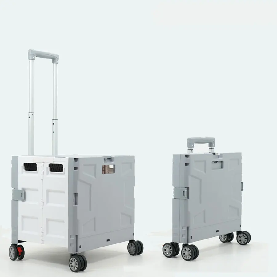 Hot Sale Portable Plastic 8-Wheel Rolling Shopping Cart Large Volume Foldable Climbing Bin Storage Boxes & Bins