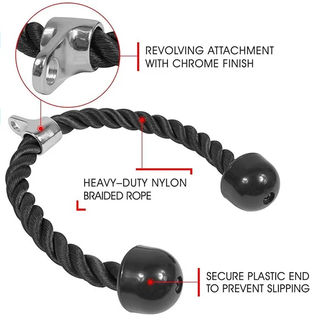 Tricep Rope Home Gym Accessories Fitness Pulley Cable Machine System Laterals Biceps Muscle Training Push Pull Down Cord