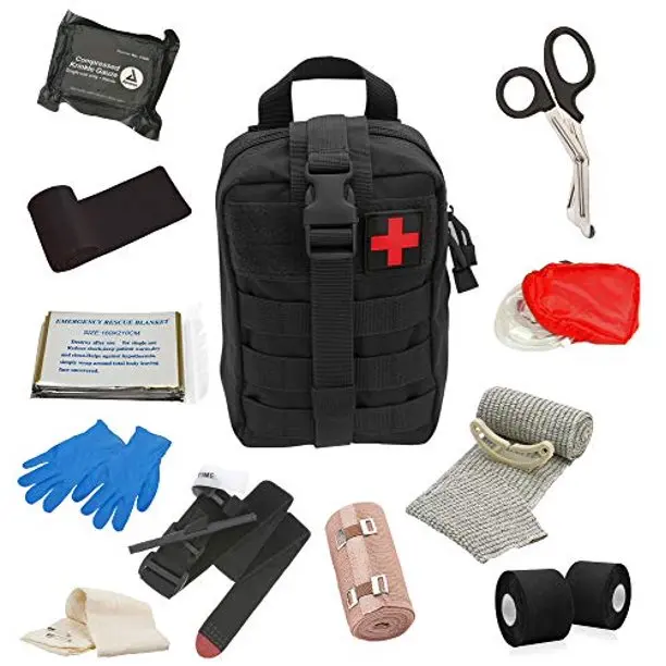 Ifak Pouch Truama Gun Shot Wond Medical Kit Tactical Trauma Emergency first aid kit with Tourniquet,Chest Seals, Israeli Bandage
