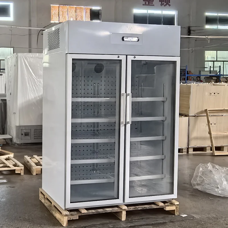 960L 8~20 Degree 2 Glass Doors Medical Pharmacy Refrigerator