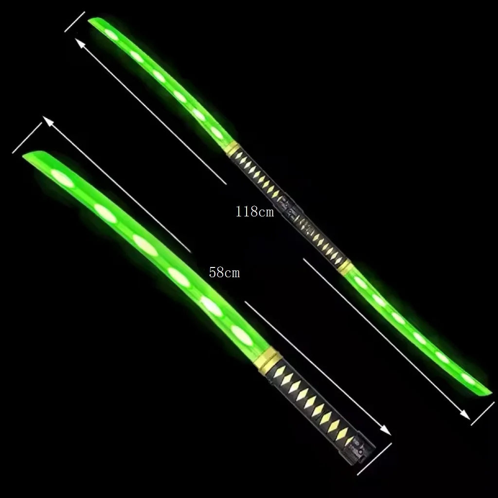 Classic Led Samurai Sword Wand with Sound Plastic Double Headed Demon Slayer Ninja Kids Toy Light Up katana Sword for Parties