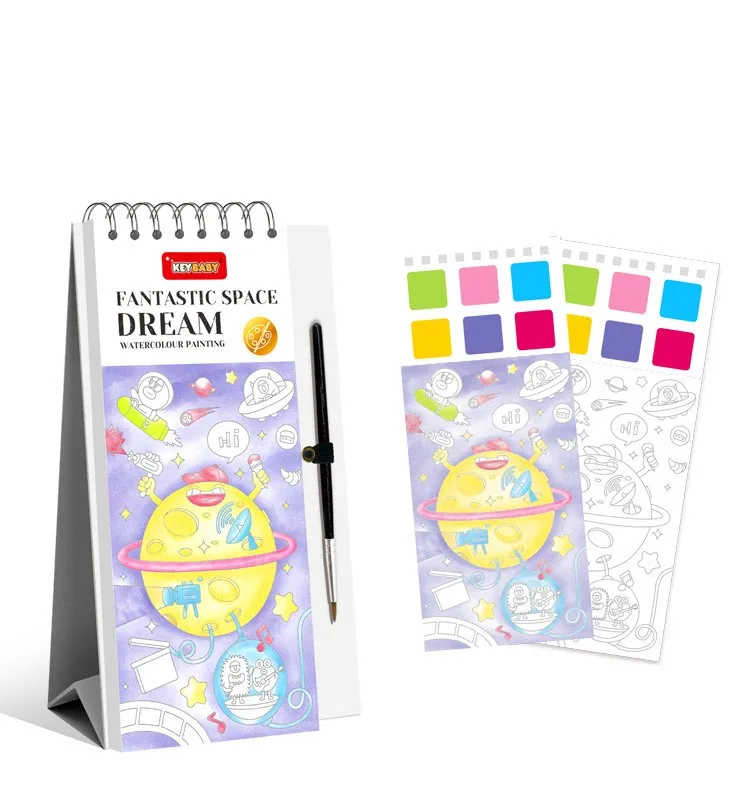 Hot Sale Pocket Watercolor Painting Bookmarks Book For Kids Palette Paint Book Water Coloring Drawing Book Toys Set With Brush