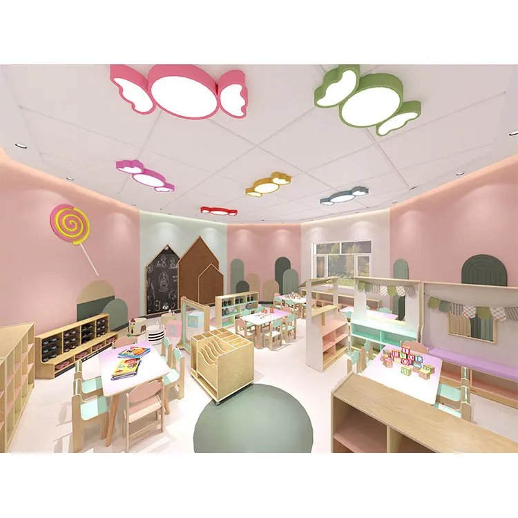 New Product Soft Daycare Plastic And Wood Table Chair Set Playroom Furniture