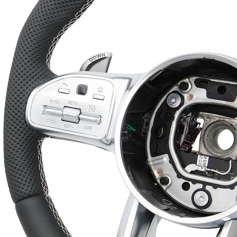 Black leather semi perforated modified steering wheel for Mercedes Benz C GLC E S CLS AMG zc-809-p8-y