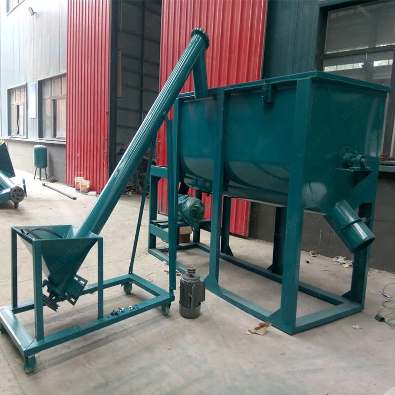 NEWEEK Farm Mash Cow Feed Fodder Forage 1 Ton Horizontal Pig Feed Mixer Animal Feed Mixing Machine
