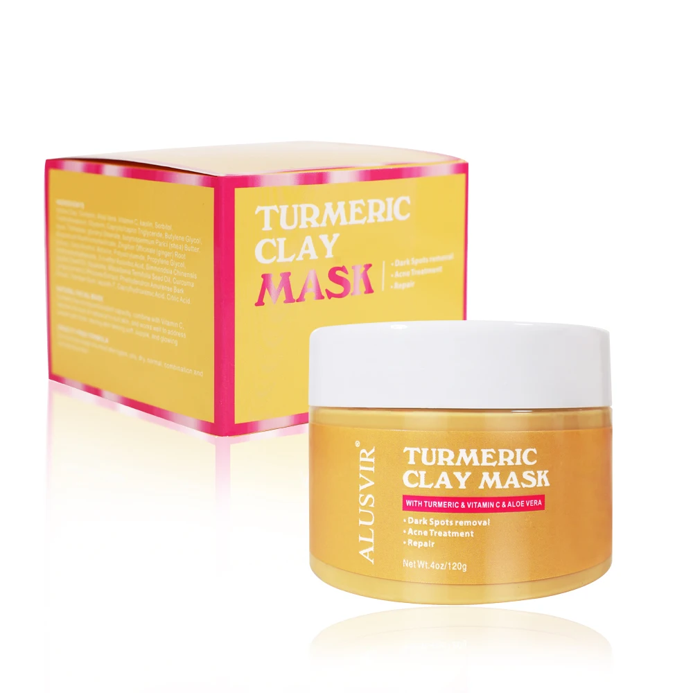 Turmeric Facial Clay Mask Private Label Beauty Organic Dark Spot Remover Whitening Facial Mask Skin Care Face Turmeric Clay Mask
