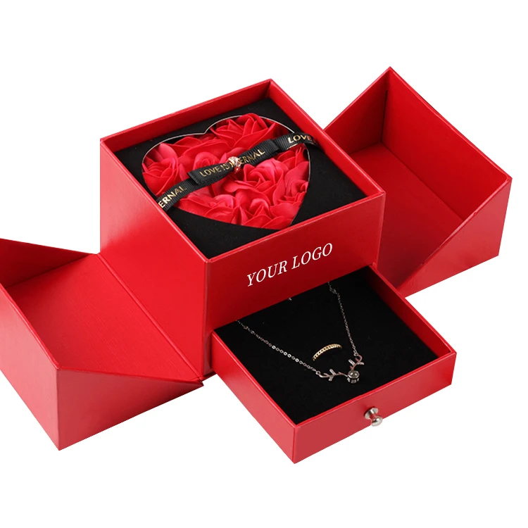 Luxury Cardboard Paper Flowers Packaging Box Gift Packaging Flower Boxes for Flower Rose with Drawer