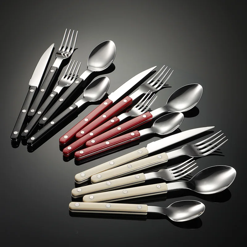 2023 Stock home kitchen knotted flatware set talheres dinnerware stainless steel cutlery set