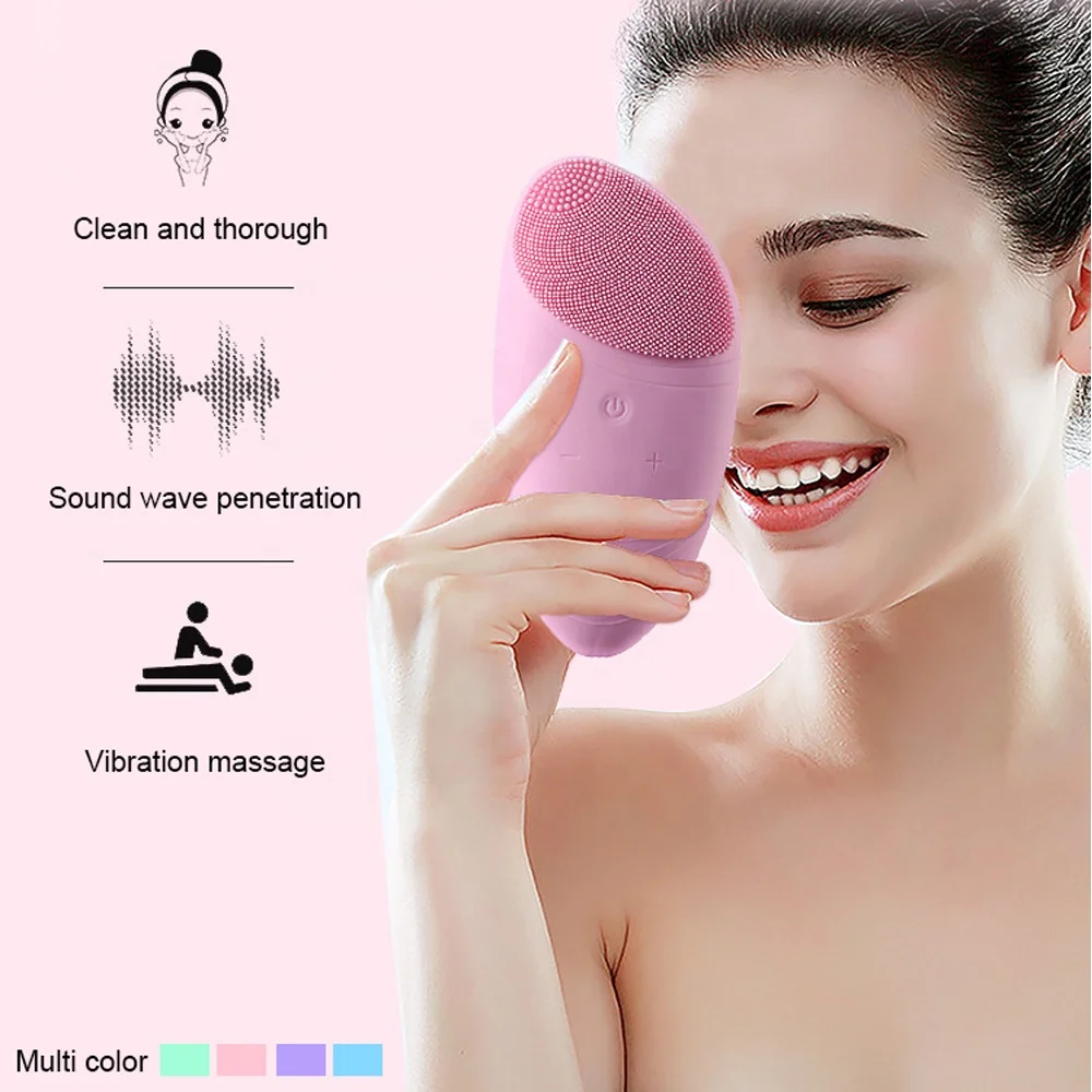 Глубокое очищение силиконовые звуковые щетки для лица глубокое отшелушивающее удаление черных точек электрическая Водонепроницаемая щетка
