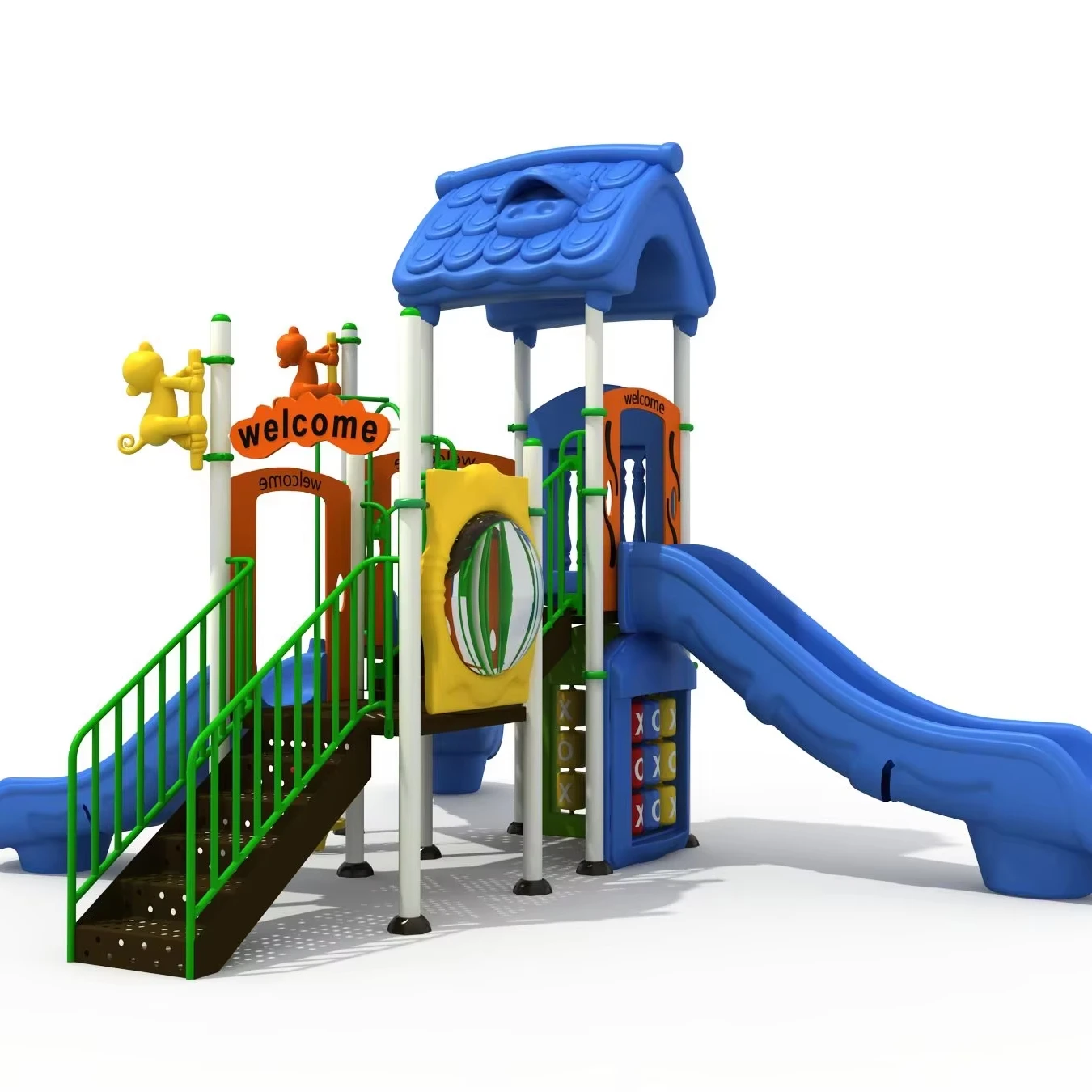 Outdoor Playground Equipment Kids Wooden Backyard Slide Swing Set
