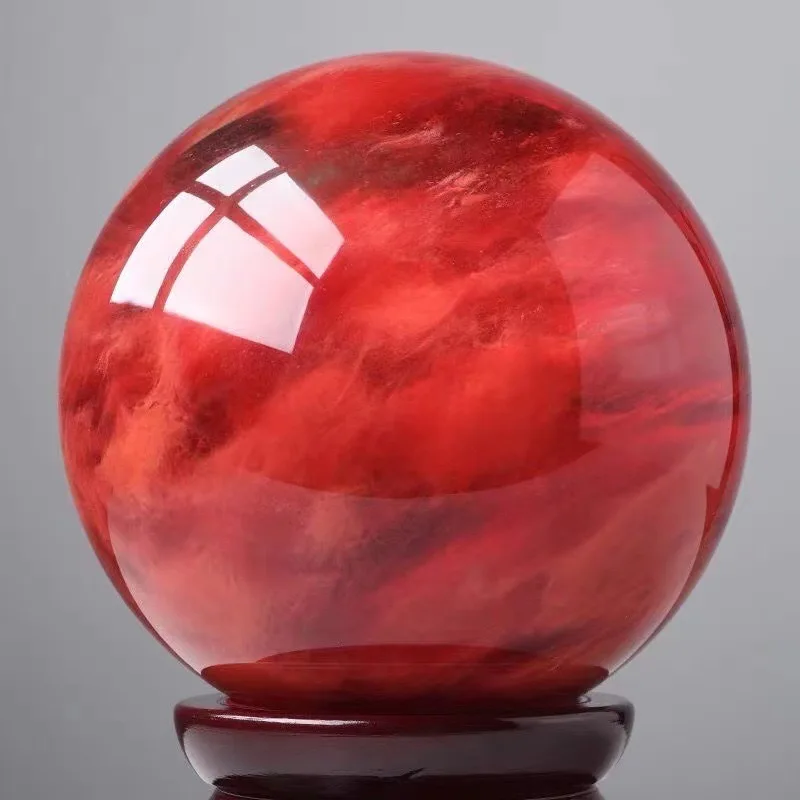 Wholesale Red Smelting Stone Fused Quartz Crystal Sphere