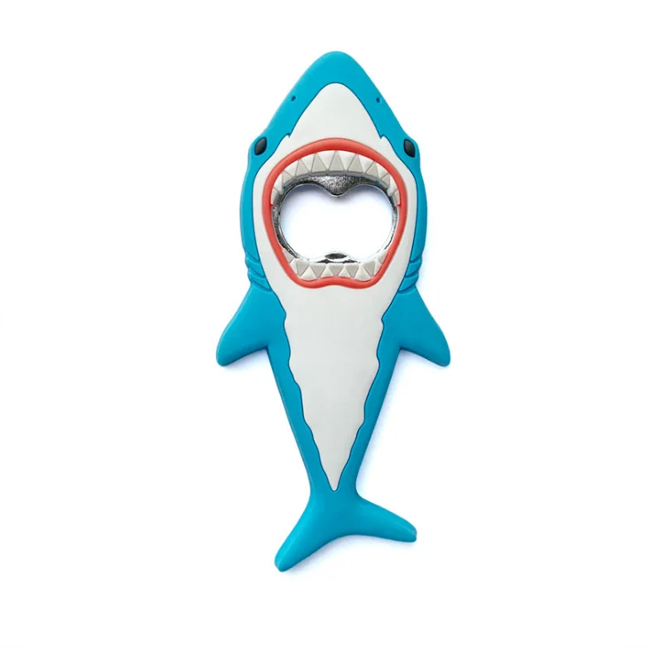 Household Cool Shark bottle Opener Silicone Stainless Steel Beer Bottle Opener Shark Refrigerator Magnet