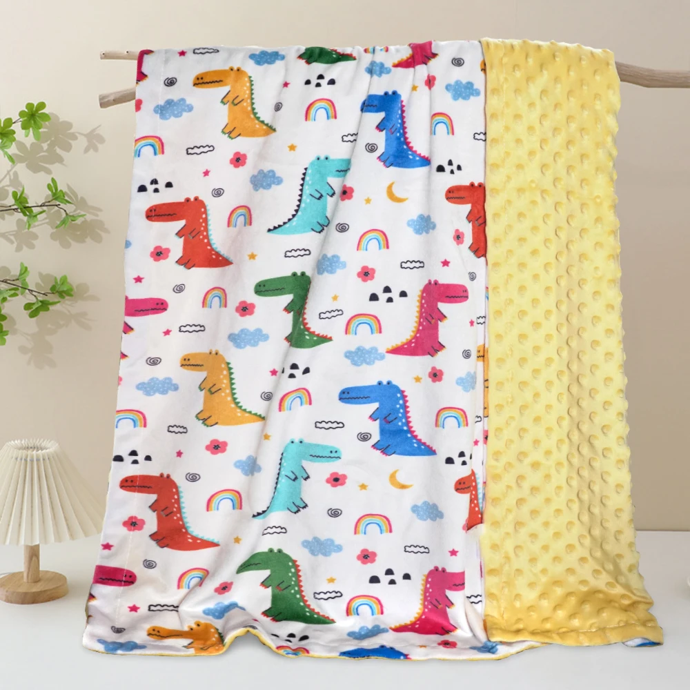 2024 new design Baby wrap swaddle minky dot Blankets Fleece Polyester Knitted Minky Dot Knitted Plain Baby Blanket & Swaddling