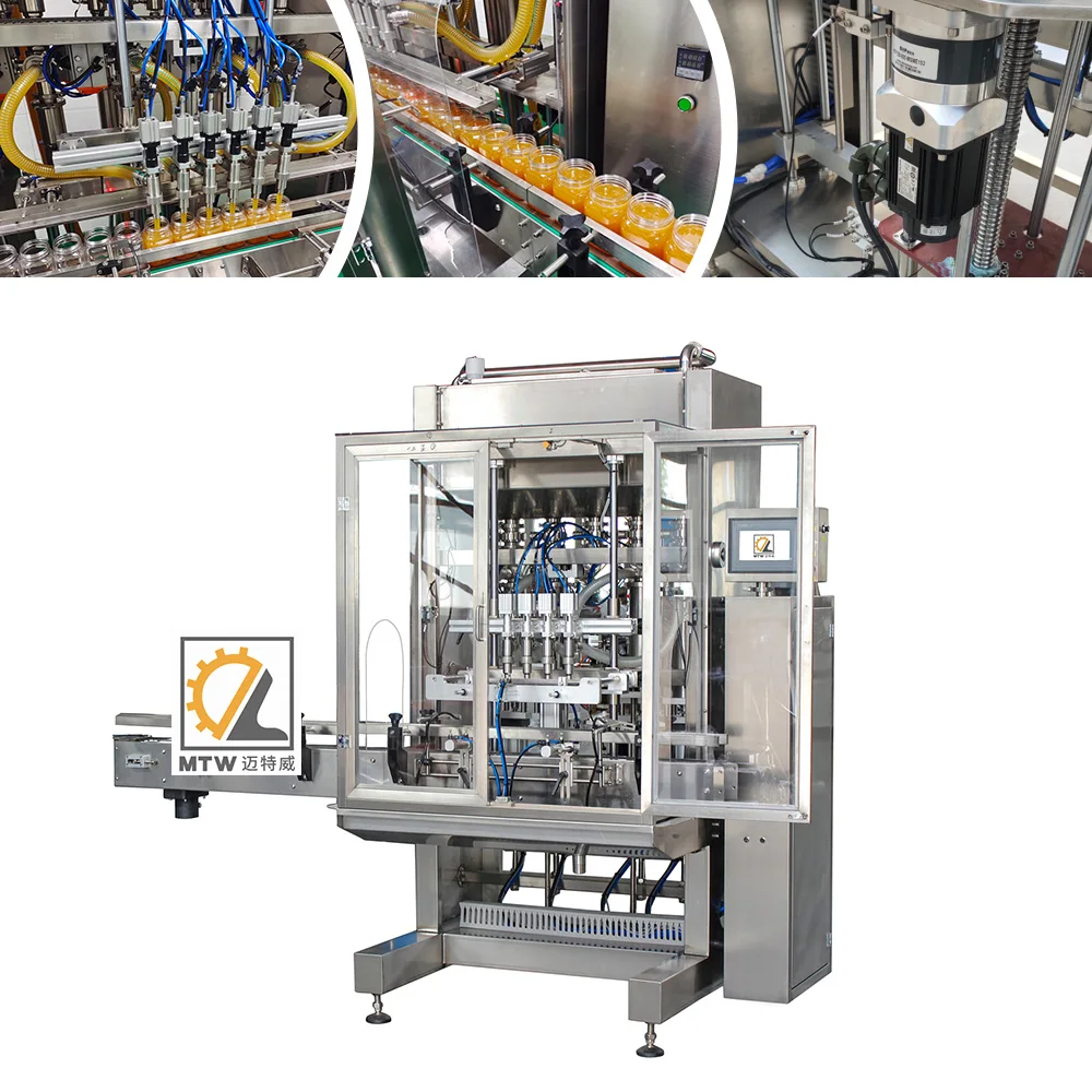 MTW Wholesale Price 100-1000 ml auto 8 nozzles piston filling machine liquid honey