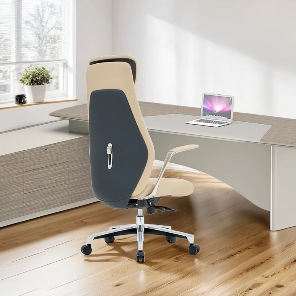 Foshan NOEL cadeira de escritorio genuine leather office chair ergonomic leather office desk and chair set  sillas de oficina