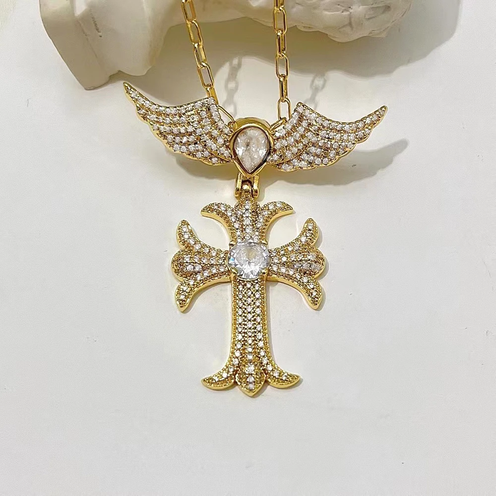 Dazzling zircon cross pendant necklace