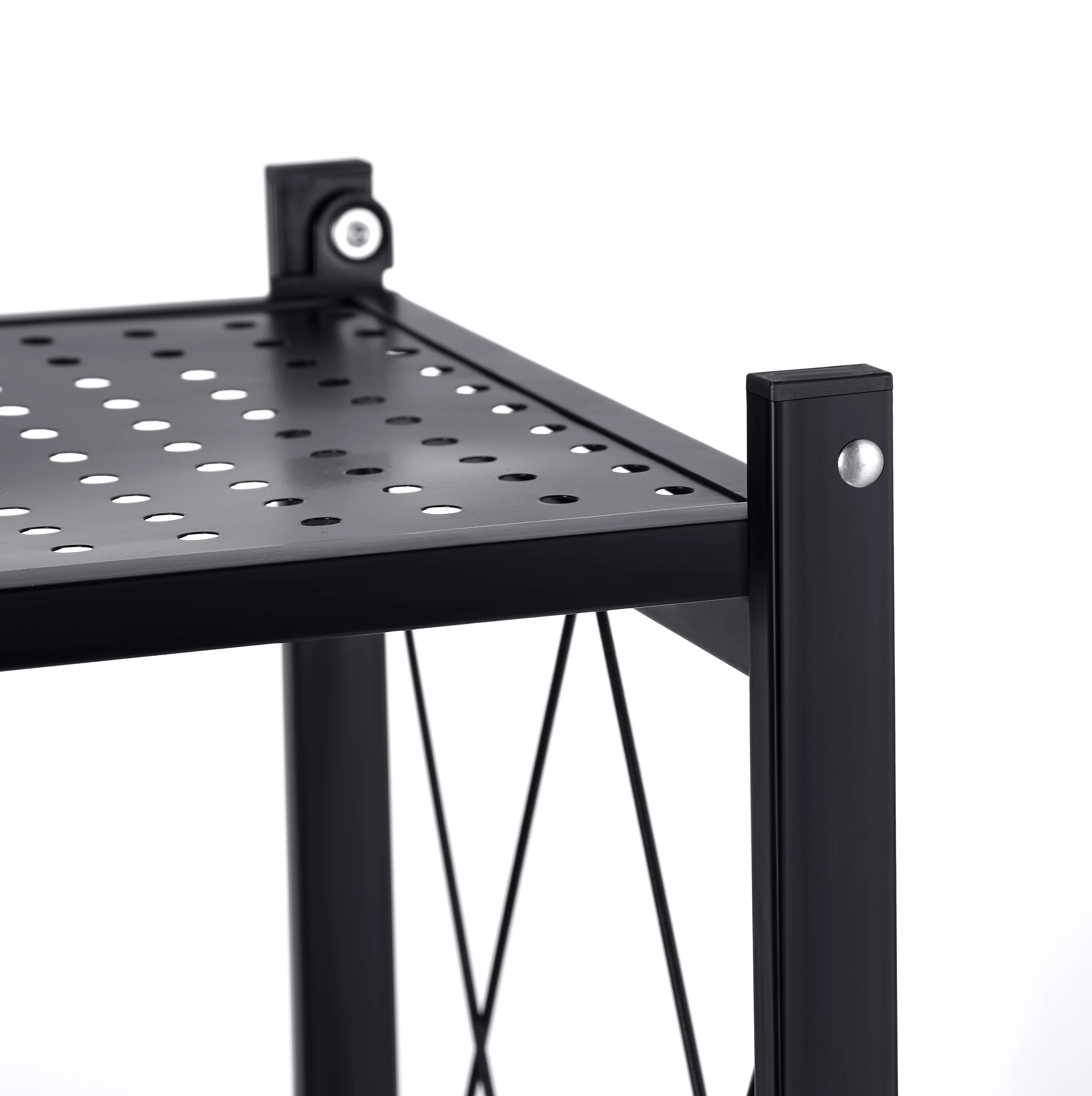 LIJIN 3 Tier Metal durable general purpose multifunctional foldable collapsible household rolling storage rack